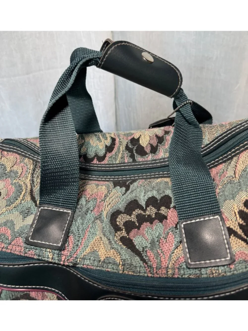 Vintage Airway Floral Tapestry Carry-On Bag – 80s/90s Weekender Travel Satchel
